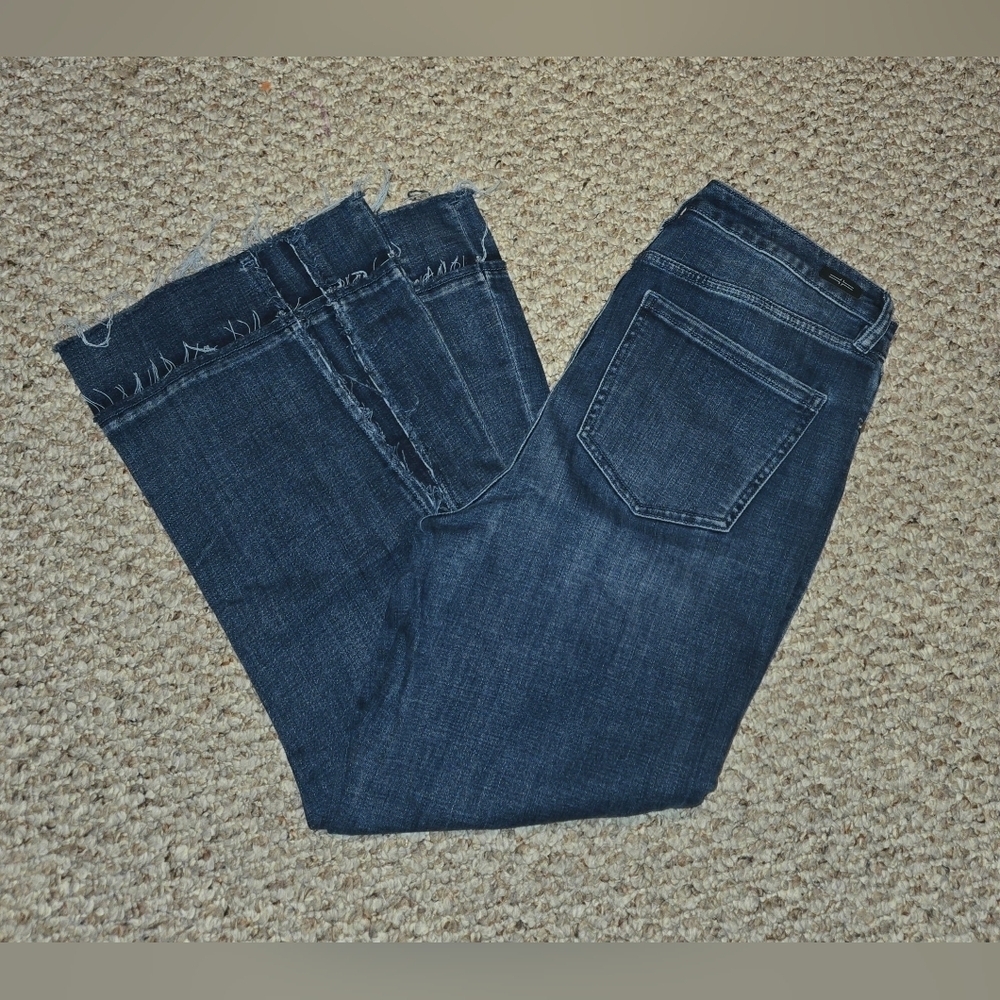 Liverpool Jeans Flared Distressed High Rise Crop Blue Denim Women's 12/31